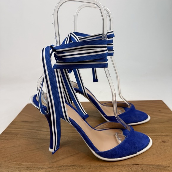 New NWOB Womens Betzabe Norma Suede Blue Open Toe Pumps Heels Size 39.5 - Picture 4 of 9